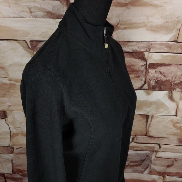 Eddie Bauer EB Sport Womens L Black Fleece Quarter Zip Pullover Jacket Back Zip - Picture 5 of 9